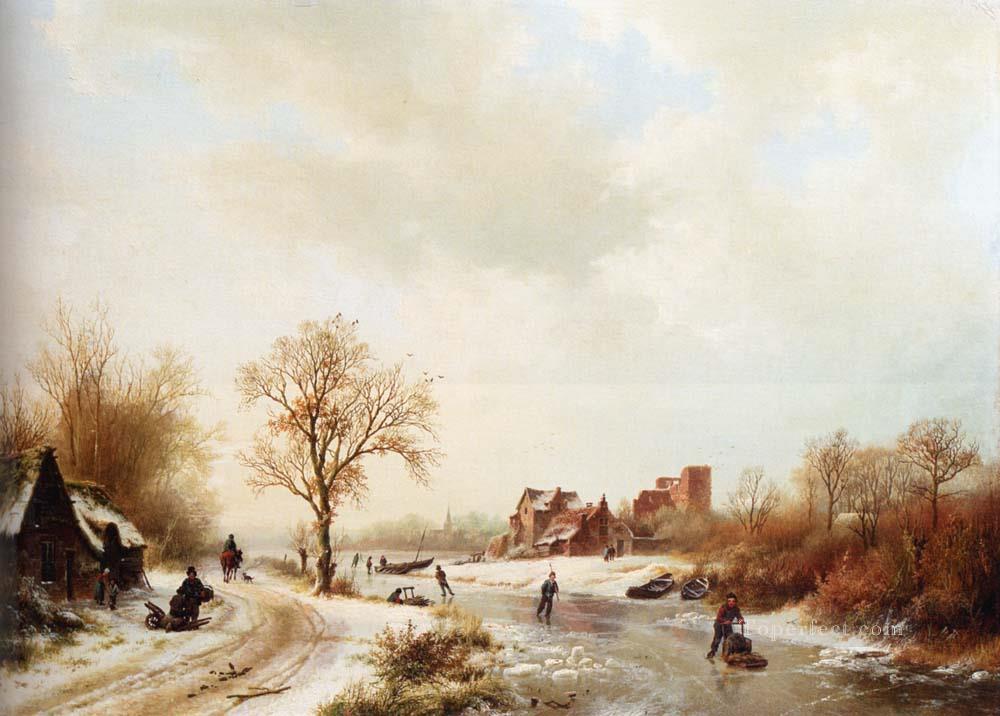 Paisaje de invierno holandés Barend Cornelis Koekkoek Paisajes arroyo Pintura al óleo